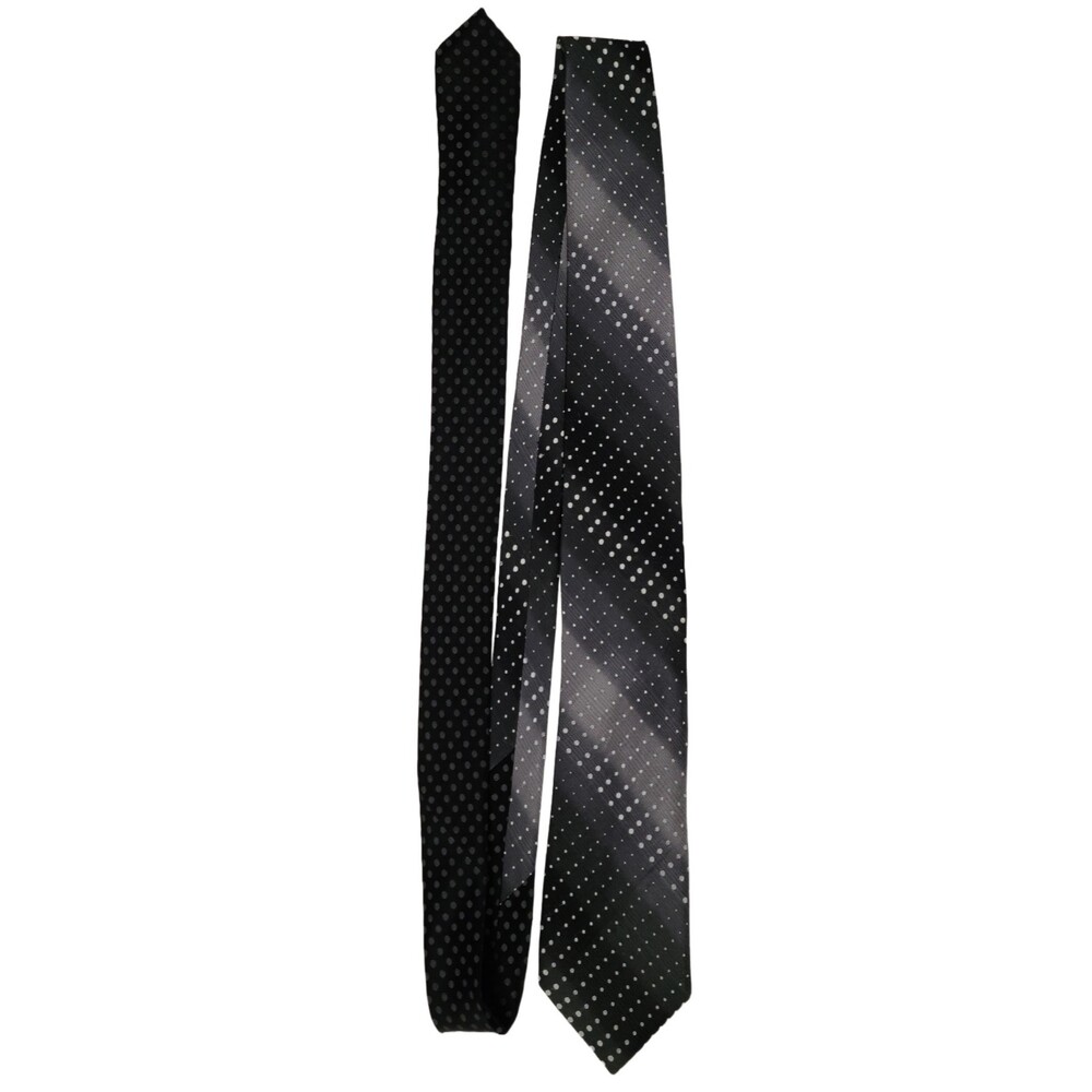 Perry Ellis Portfolio Men's Silk Tie Brown Silver Striped Dot Pattern 3" x 62.5"